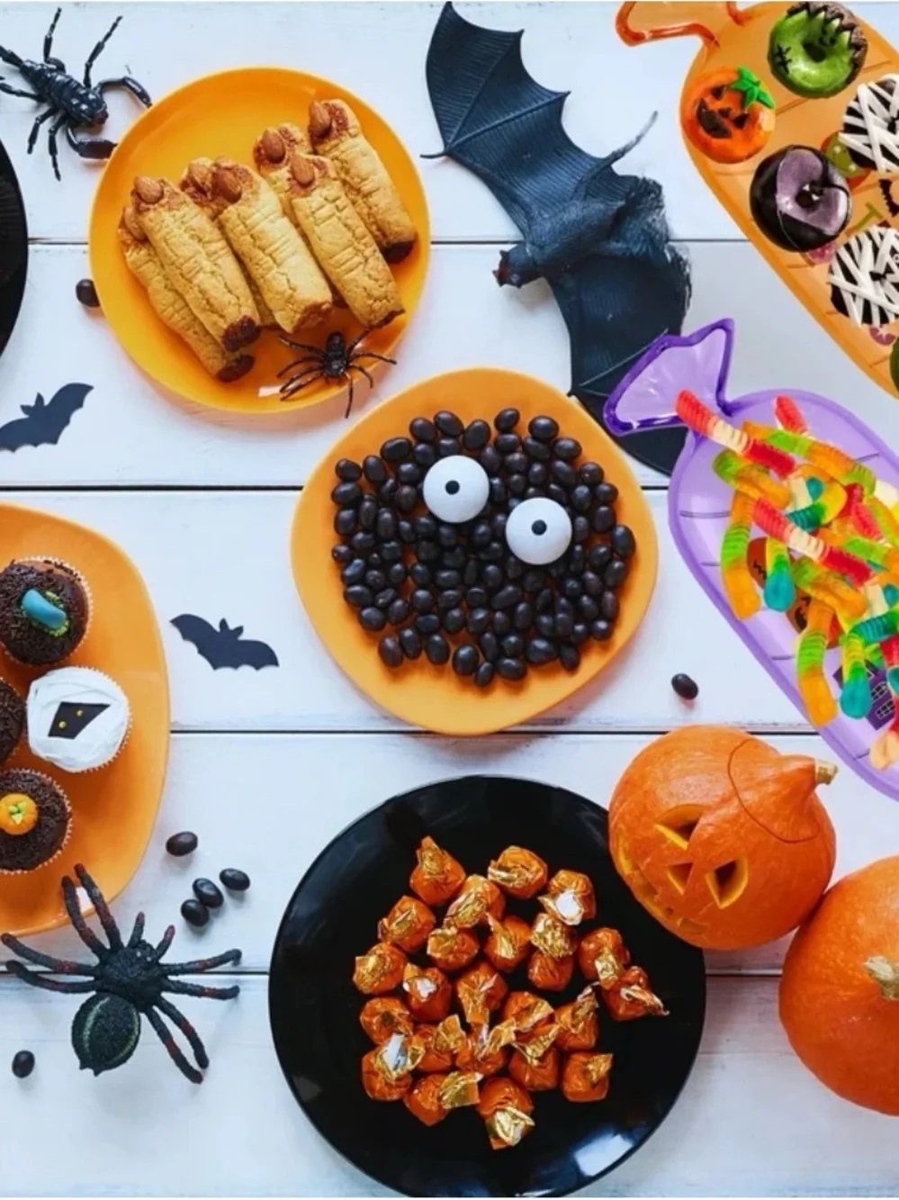 Halloween Candy-Shaped Serving Trays - Orange, Purple, Black by